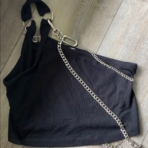 LF CHAIN ONE SHOULDER CROP TOP